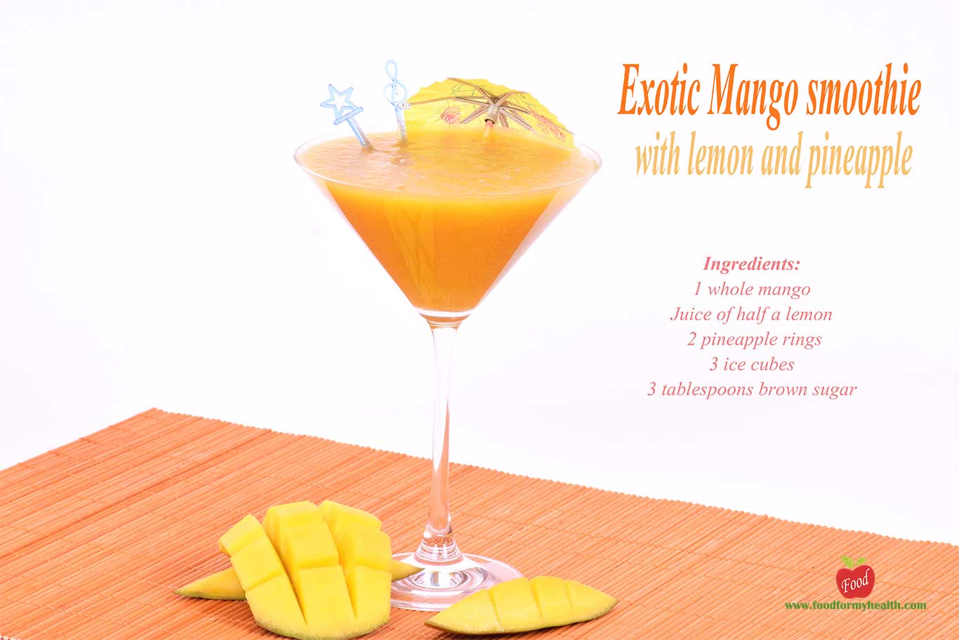 Exotic Mango smoothie with lemon and pineapple