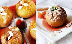 Baked apples with almonds and amaretto