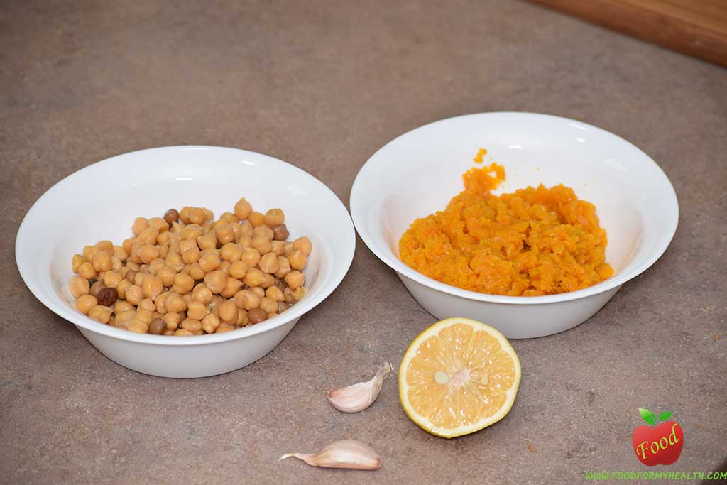 Pumpkin chickpeas spread ingredients