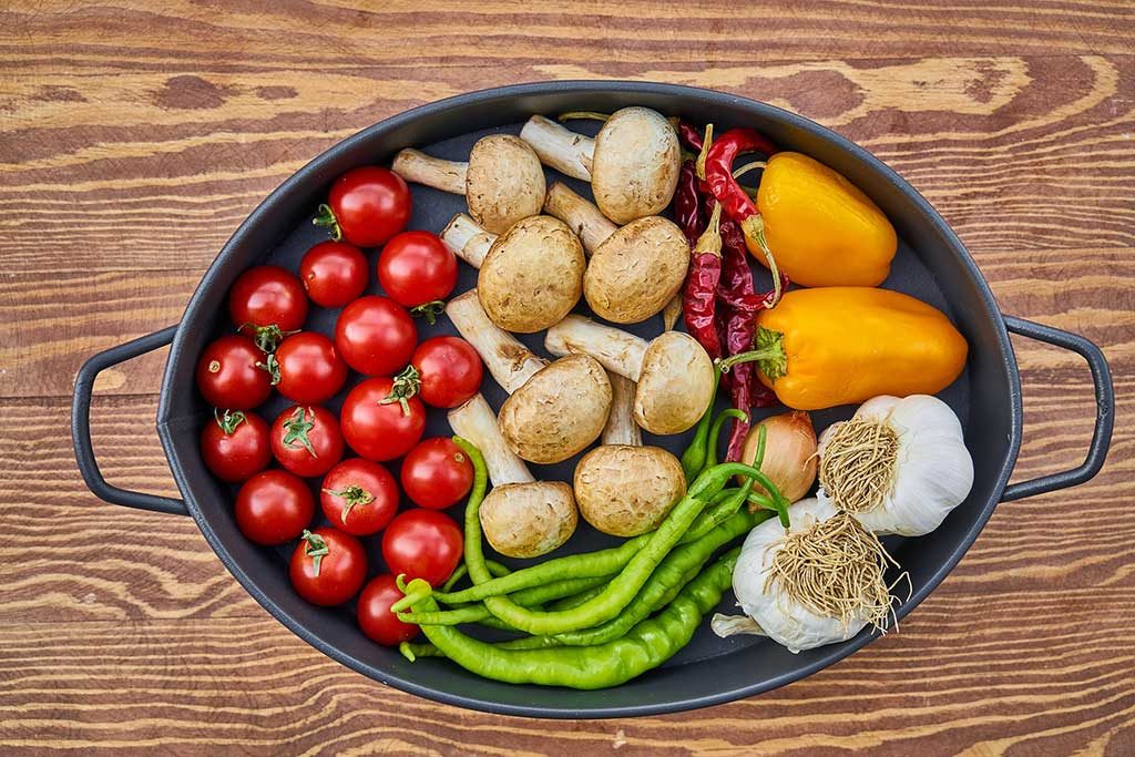 fresh vegetables in a dish