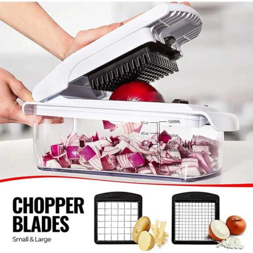 Fullstar Vegetable Chopper, Spiralizer and Onion Chopper with Container - Pro Food Chopper - Slicer Dicer Cutter - 4 Blades